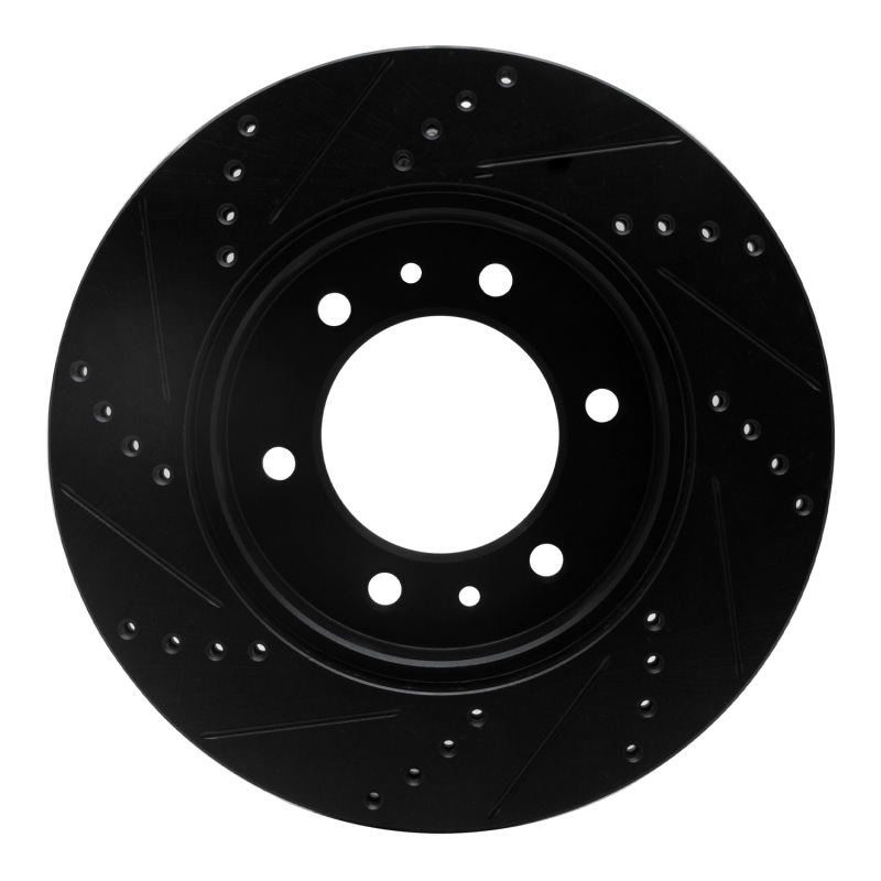 Hummer H3T Brake Rotor (1) - Front Right - R1 Concepts - Drilled & Slotted - Black - `06-`10